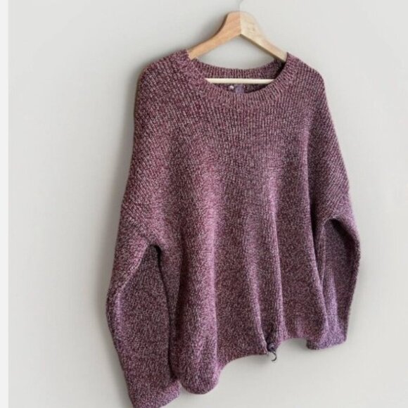 Lou & Grey Marled Drawstring Hem Sweater Burgundy Multi Color Women’s Size XL - Picture 4 of 11